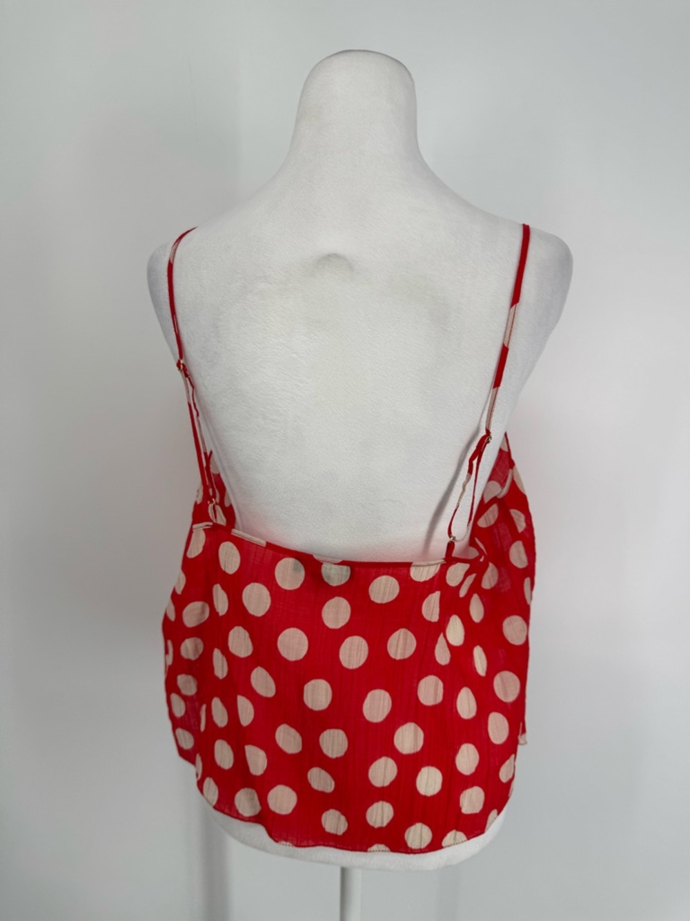 NWT J. Crew Red & White Polka Dot Cami Tank Cinched Swing Crop Womens Size XL - Picture 7 of 13